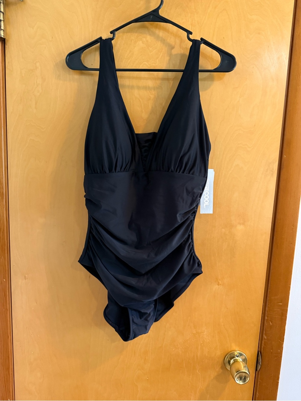 32 Degrees Black One-Piece Swimsuit with V-Neck
